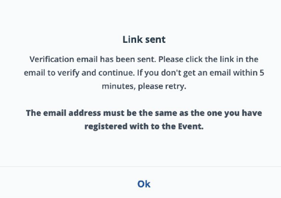 Example screenshot of Sportograf email verification