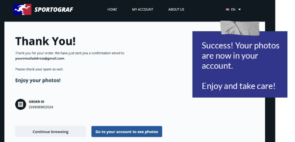 Example screenshot of Sportograf order page